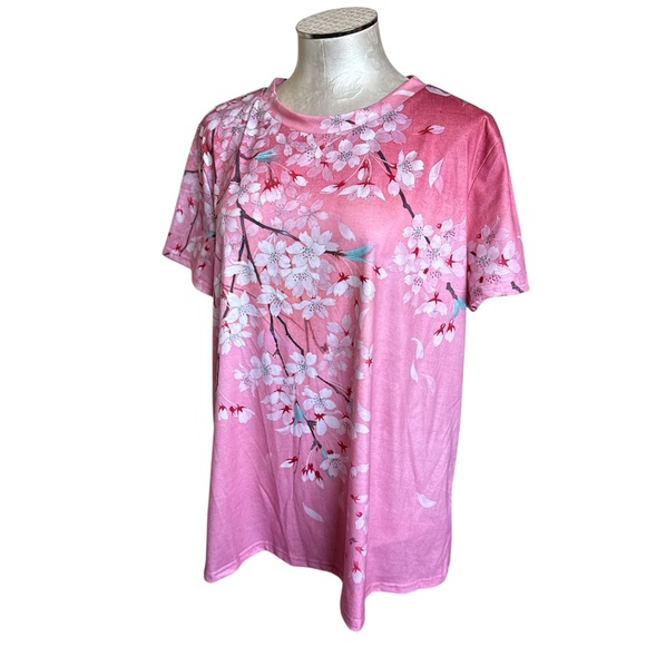 New Noracora Womens Cherry Blossom Pink Floral Tee size XXL - Picture 2 of 13